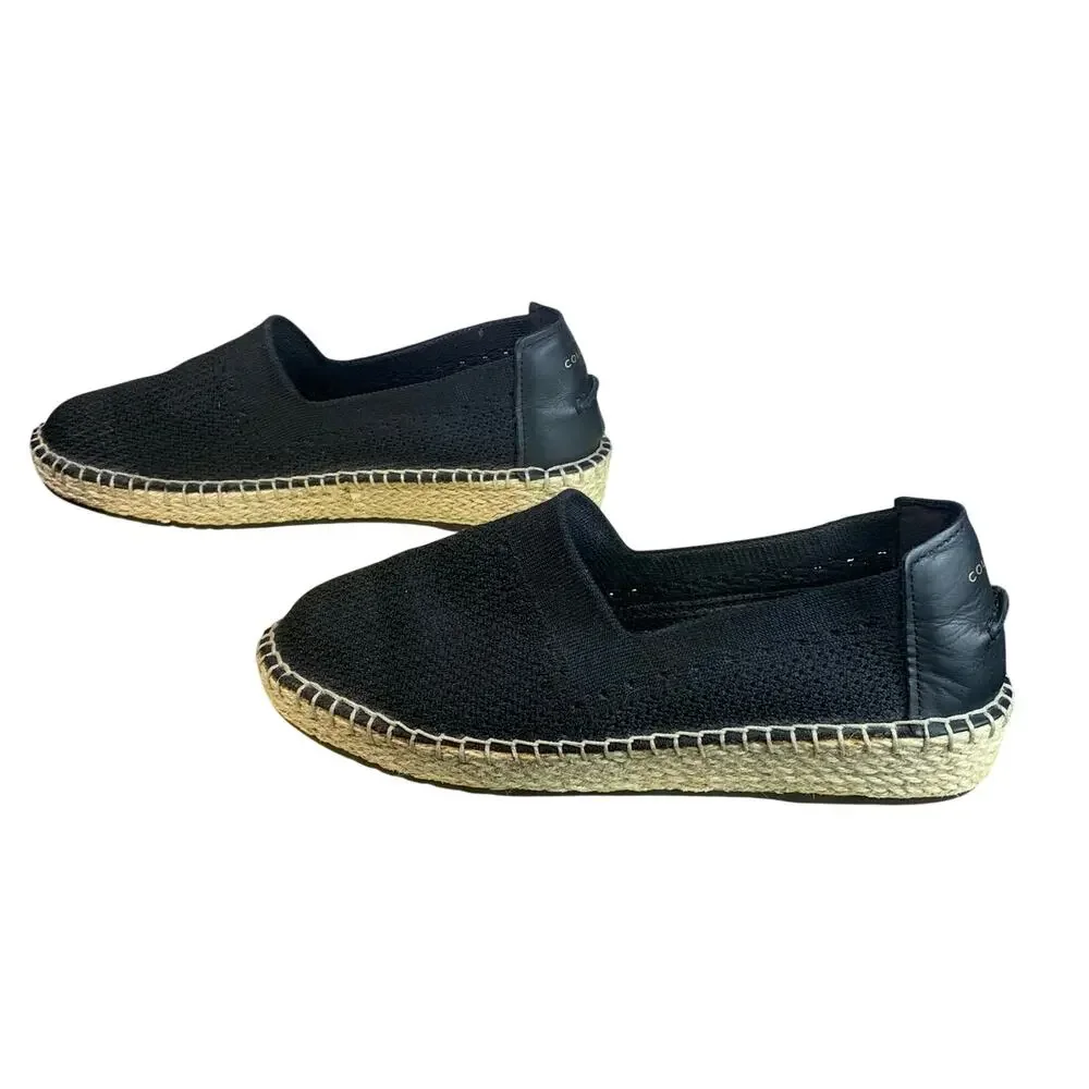 Cole Haan Pinch Main Classic Espadrille Flats Womens 6B Black Slip On Mesh